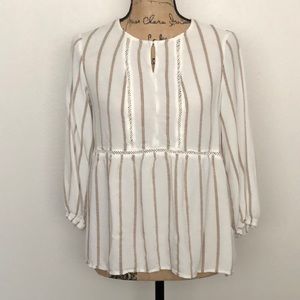 Fever Striped Peasant Blouse